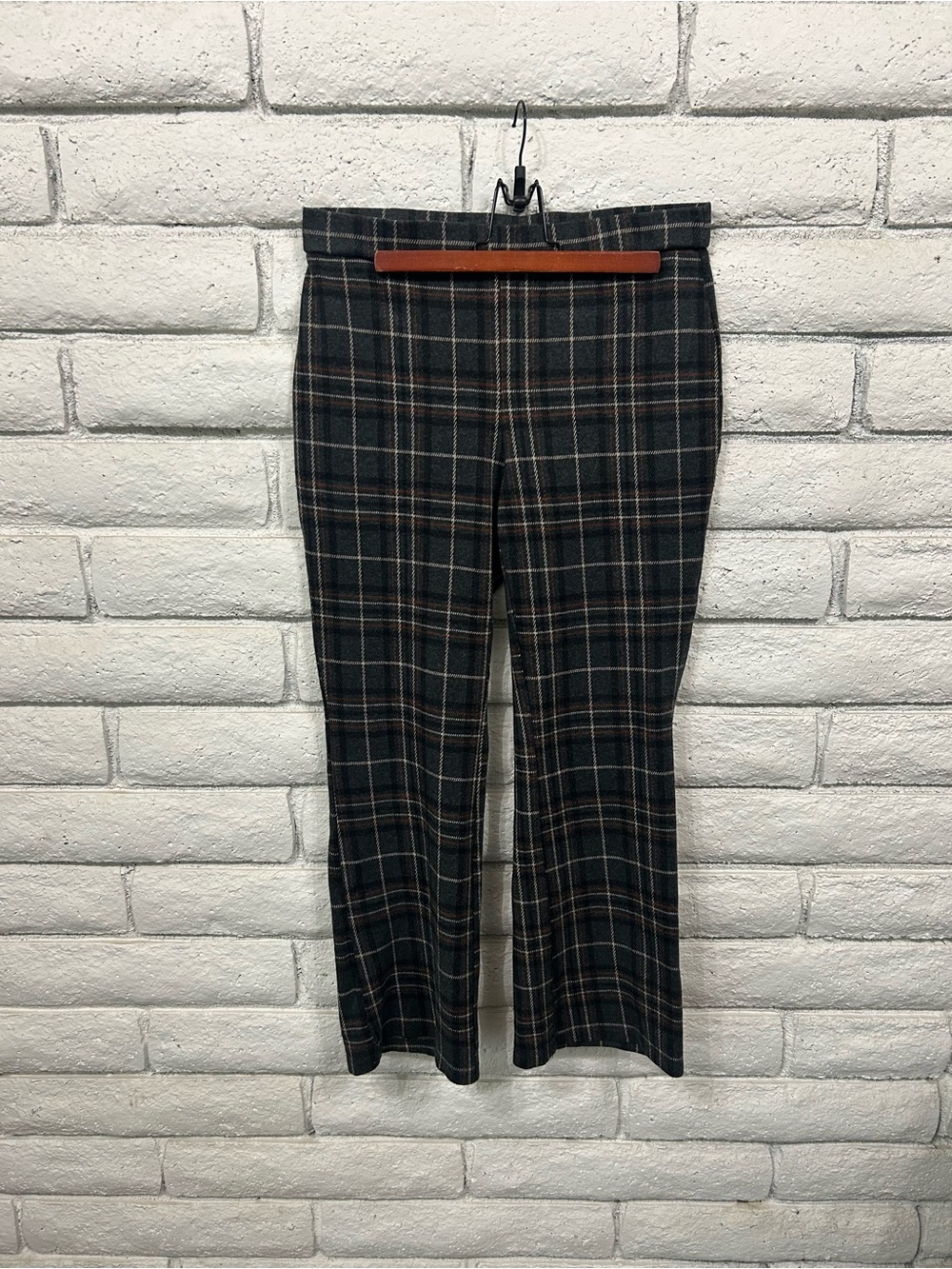 Truth by Republic Plaid Pants Women L Stretch Flare Trouser Career